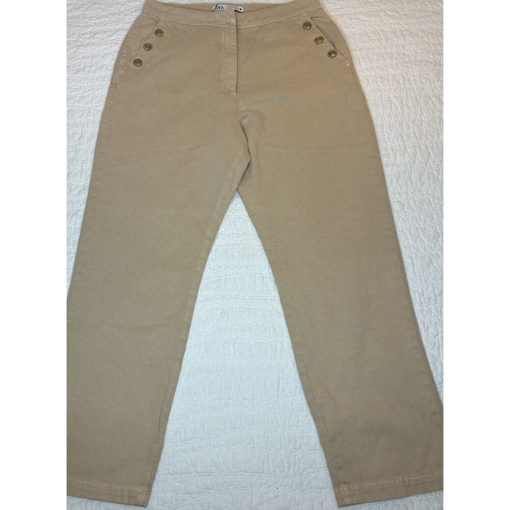 New High Rise Straight Leg Cotton Sz XL Womens Pants Button Accent Capsule NWT